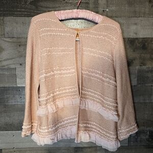 coquette womens pink ruffle cardigan